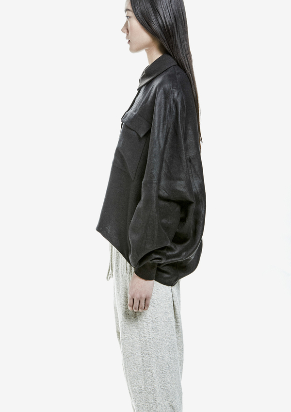SHIRT LONG SLEEVES LINNEN/WOOL-COLLAR – BLACK SHIRT LONG SLEEVES LINNEN/WOOL-COLLAR – BLACK