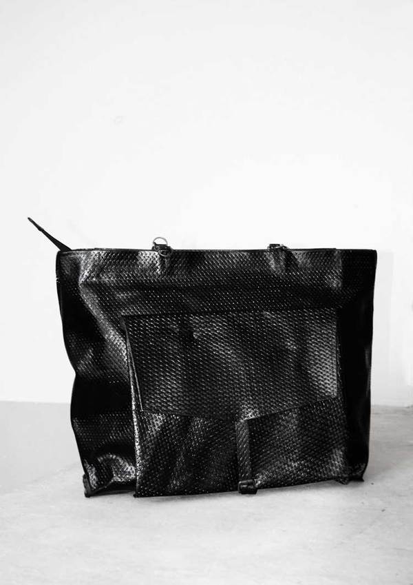 Berenik Black Woven Leather Bag/Backpack Berenik Black Woven Leather Bag/Backpack
