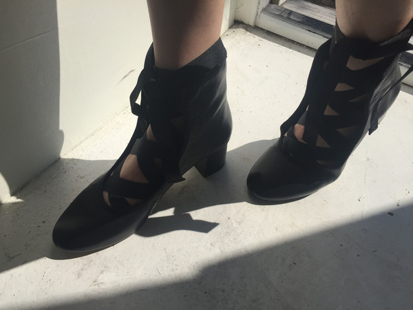 "INTENTIONALLY __________." ANIA Black Leather Bootie "INTENTIONALLY __________." ANIA Black Leather Bootie