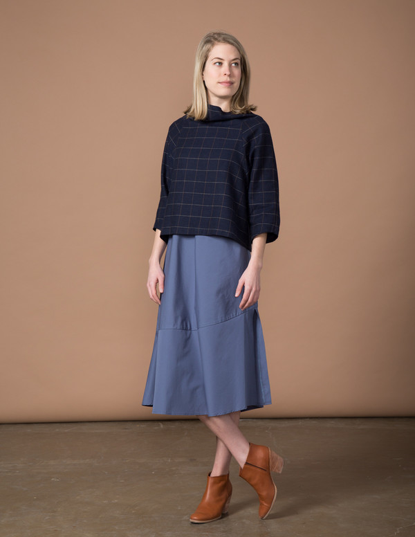 SBJ Austin Lisa Top - Navy Woven Window Pane SBJ Austin Lisa Top - Navy Woven Window Pane