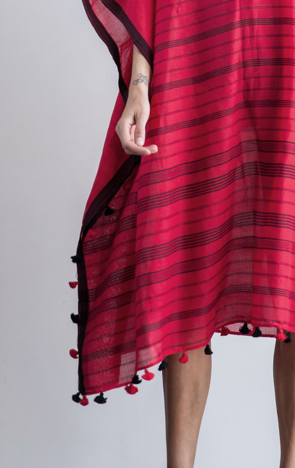 Two New York Red Pom Pom caftan Two New York Red Pom Pom caftan