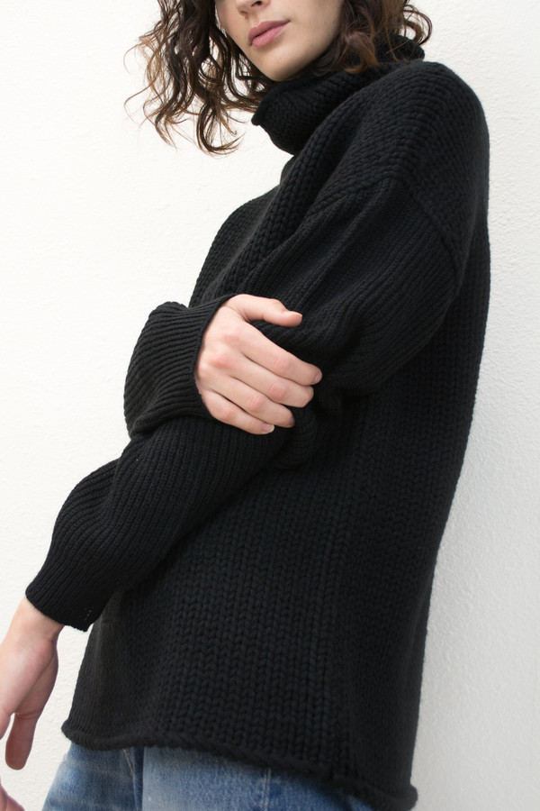 Micaela Greg Black Funnel Neck Sweater Micaela Greg Black Funnel Neck Sweater
