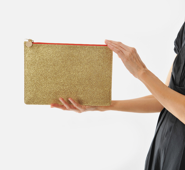 Clare V. Gold Glitter Flat Clutch Clare V. Gold Glitter Flat Clutch