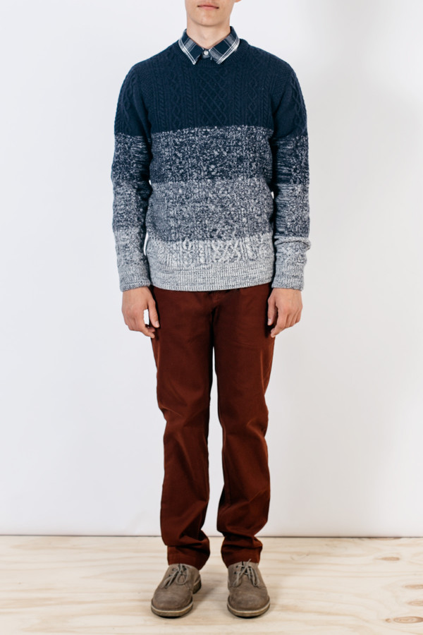 Men's Barque Cableknit Gradient Sweater Navy Men's Barque Cableknit Gradient Sweater Navy