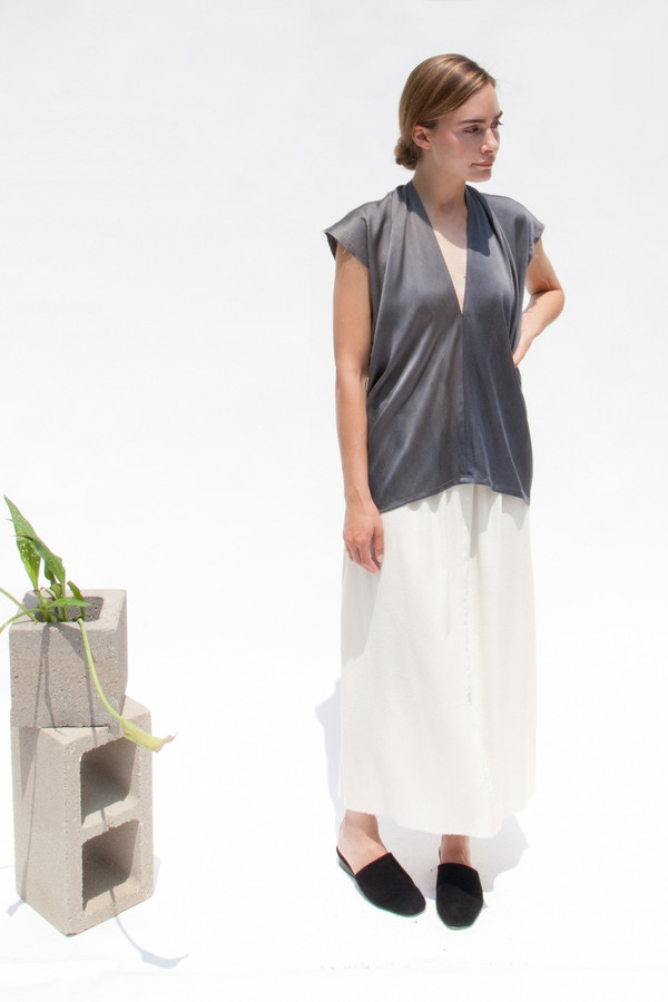 Miranda Bennett In-Stock: Everyday Top, Silk Charmeuse in Slate Miranda Bennett In-Stock: Everyday Top, Silk Charmeuse in Slate