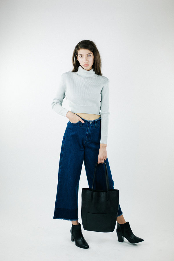 Achro Wide Leg Frayed Denim - Navy Achro Wide Leg Frayed Denim - Navy