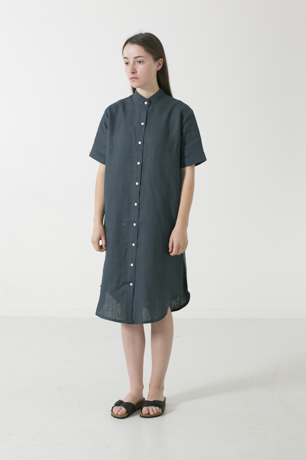 GOOD STUDIOS WOMENS MANDARIN COLLAR SHORT SLEEVE SHIRTDRESS GOOD STUDIOS WOMENS MANDARIN COLLAR SHORT SLEEVE SHIRTDRESS