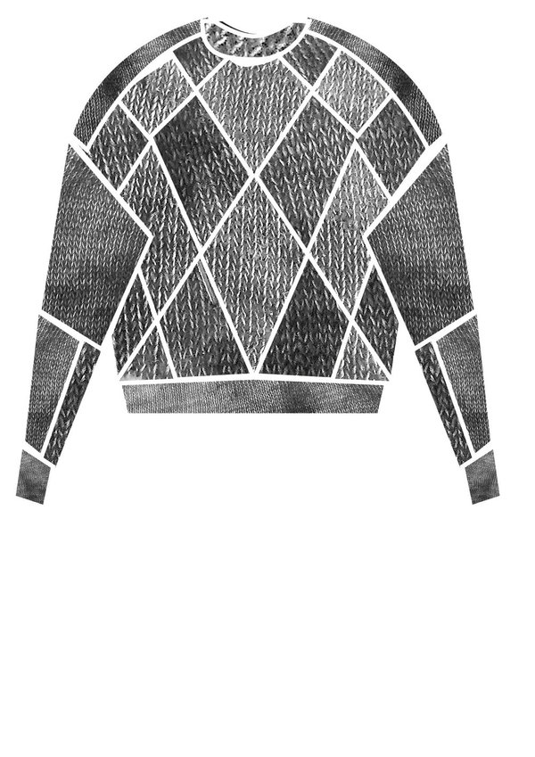 Berenik Sweater Patchwork Knit Grey Berenik Sweater Patchwork Knit Grey