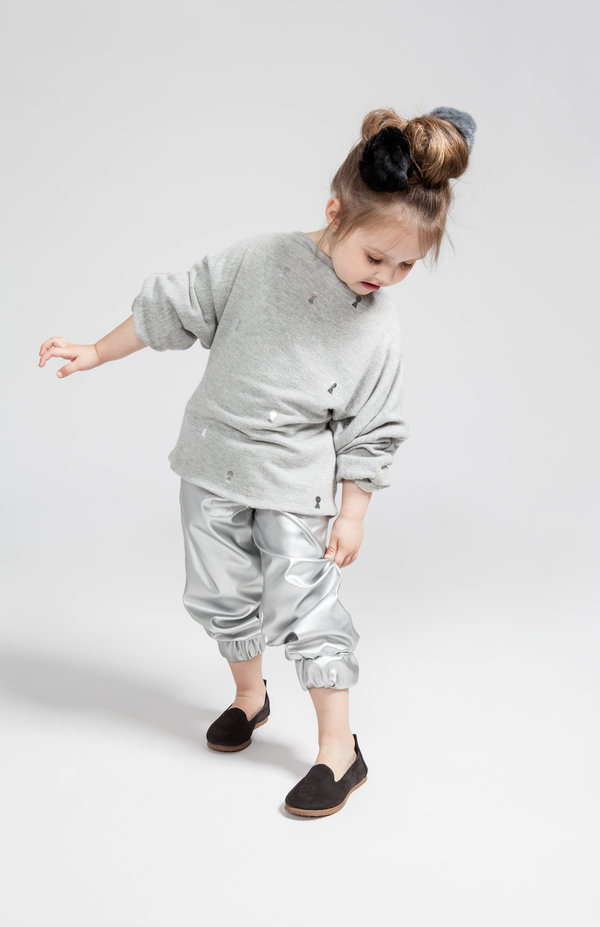 OMAMImini Silver Faux Leather Joggers OMAMImini Silver Faux Leather Joggers