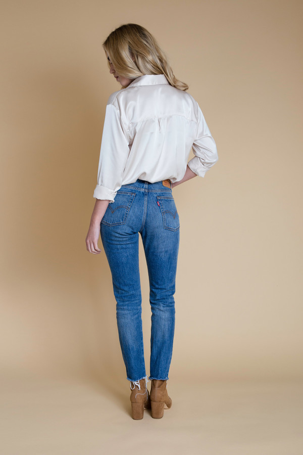 BETWEEN TEN Phoebe Blouse - Ivory Satin BETWEEN TEN Phoebe Blouse - Ivory Satin