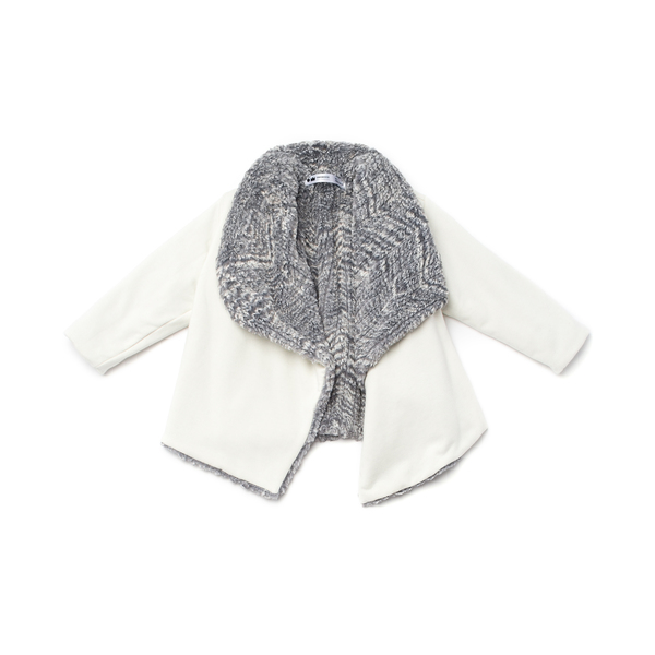 OMAMImini Grey Draped Jacket with Faux Fur OMAMImini Grey Draped Jacket with Faux Fur