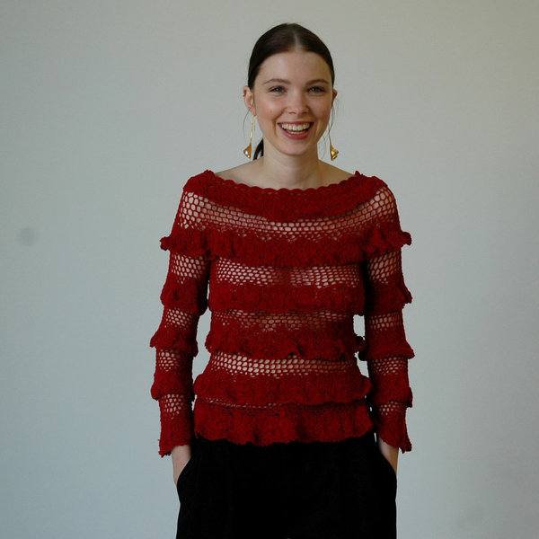 Nikki Chasin Lia Crochet Ruffle Top - Garnet Nikki Chasin Lia Crochet Ruffle Top - Garnet