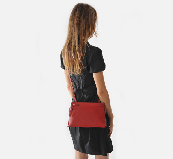 Red Medium Shoulder Pochette by Bonastre Red Medium Shoulder Pochette by Bonastre