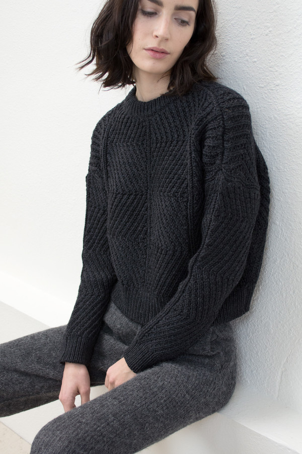 Micaela Greg Melange Black Bevel Sweater Micaela Greg Melange Black Bevel Sweater
