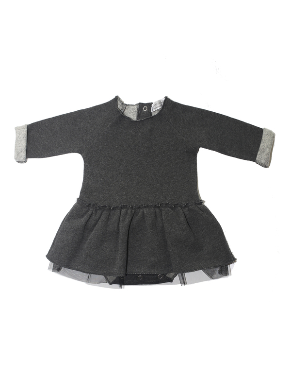 Les Petites Choses Charcoal Lora Dress with Tulle - Coucou Boston Les Petites Choses Charcoal Lora Dress with Tulle - Coucou Boston