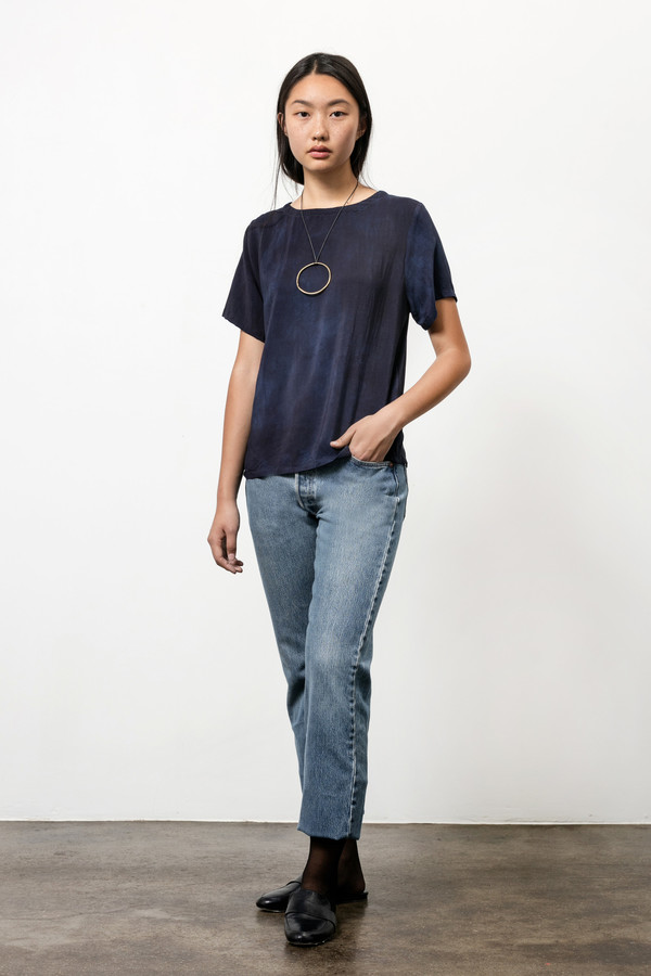 Osei-Duro Note T in Silk Crepe Natural Indigo Osei-Duro Note T in Silk Crepe Natural Indigo