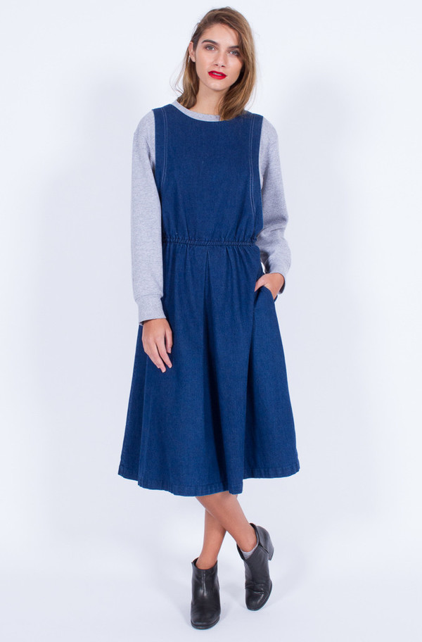 Yo Vintage! DENIM PINAFORE DRESS (MED-LARGE) Yo Vintage! DENIM PINAFORE DRESS (MED-LARGE)
