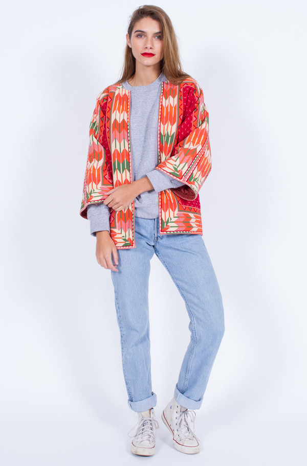 Yo Vintage! RED QUILTED JACKET (MEDIUM) Yo Vintage! RED QUILTED JACKET (MEDIUM)