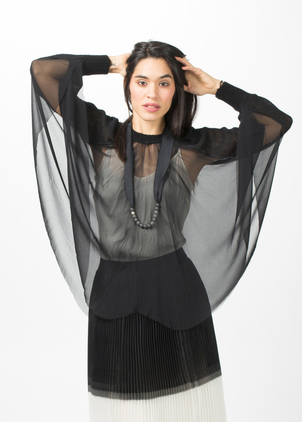 Louiza Babouryan Cashmere Sleeve Cape Top Louiza Babouryan Cashmere Sleeve Cape Top