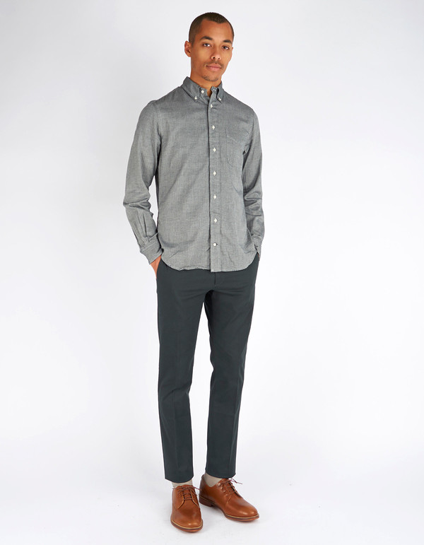 Men's Gitman Vintage Button Down Herringone Japanese Flannel Charcoal Men's Gitman Vintage Button Down Herringone Japanese Flannel Charcoal