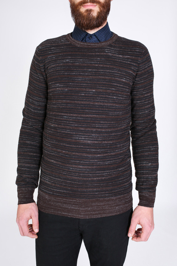 Men's Billy Reid Blurred Stripe Crew Sweater in Brown Men's Billy Reid Blurred Stripe Crew Sweater in Brown