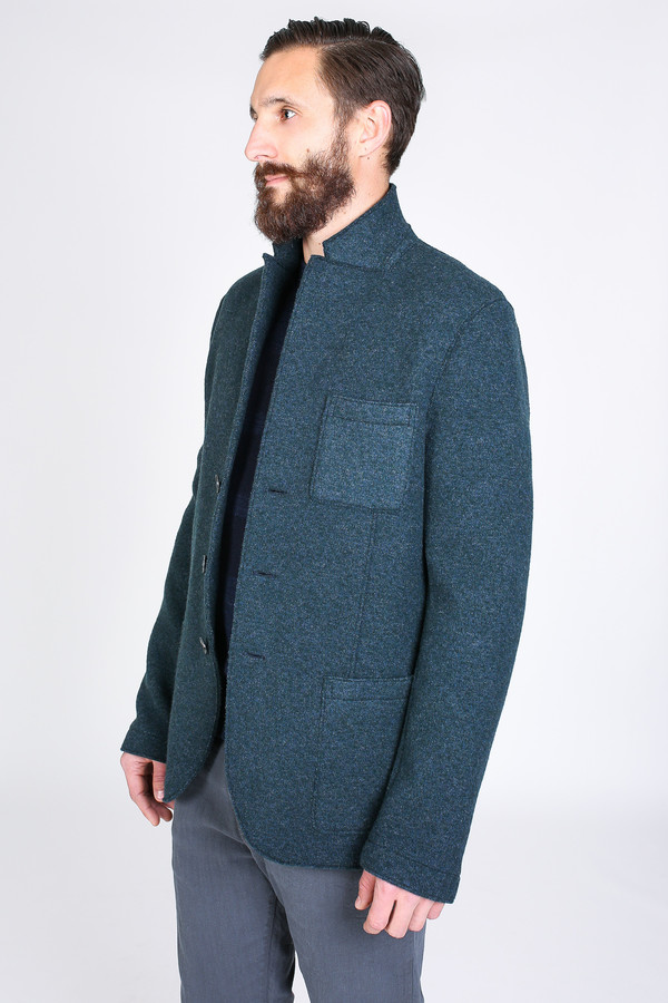 Men's Harris Wharf London Three Button Jacket in Teal Men's Harris Wharf London Three Button Jacket in Teal