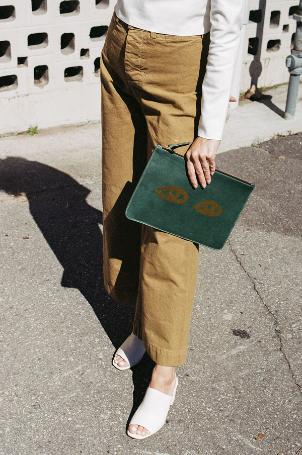 Clare V Flat Clutch - jade veg with gold eyes Clare V Flat Clutch - jade veg with gold eyes