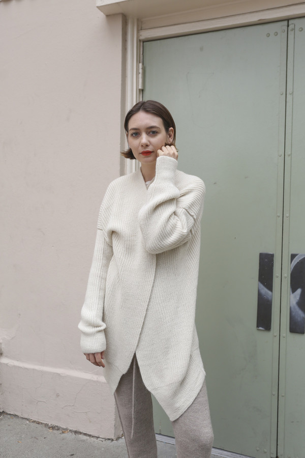 Lauren Manoogian Fisherman Cardigan in White Lauren Manoogian Fisherman Cardigan in White