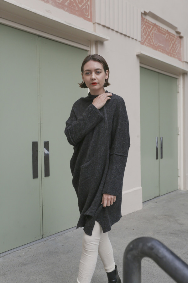 Lauren Manoogian Wide Cardigan in Dark Charcoal Lauren Manoogian Wide Cardigan in Dark Charcoal