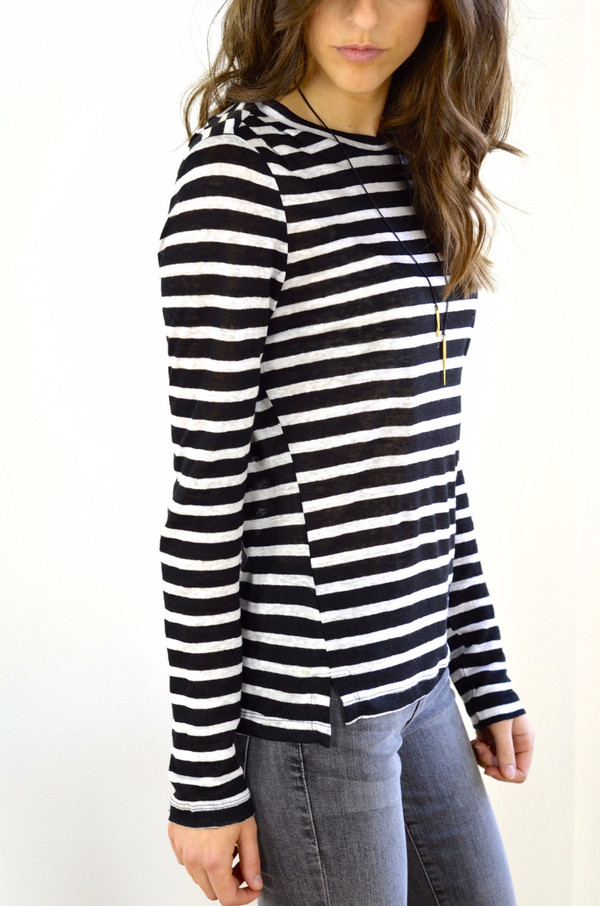 FRAME Denim Pin Tuck Long Sleeve Tee FRAME Denim Pin Tuck Long Sleeve Tee