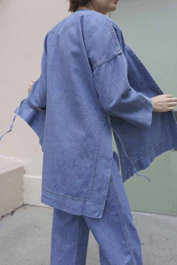 Caron Callahan Carson Kimono in Blue Denim Caron Callahan Carson Kimono in Blue Denim