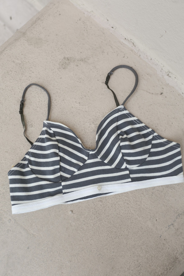Botanica Workshop Aya Longline Bralette in Charcoal Stripe Botanica Workshop Aya Longline Bralette in Charcoal Stripe