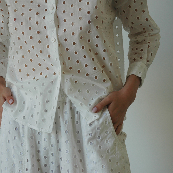 Nikki Chasin Ada Eyelet Buttondown - White Nikki Chasin Ada Eyelet Buttondown - White