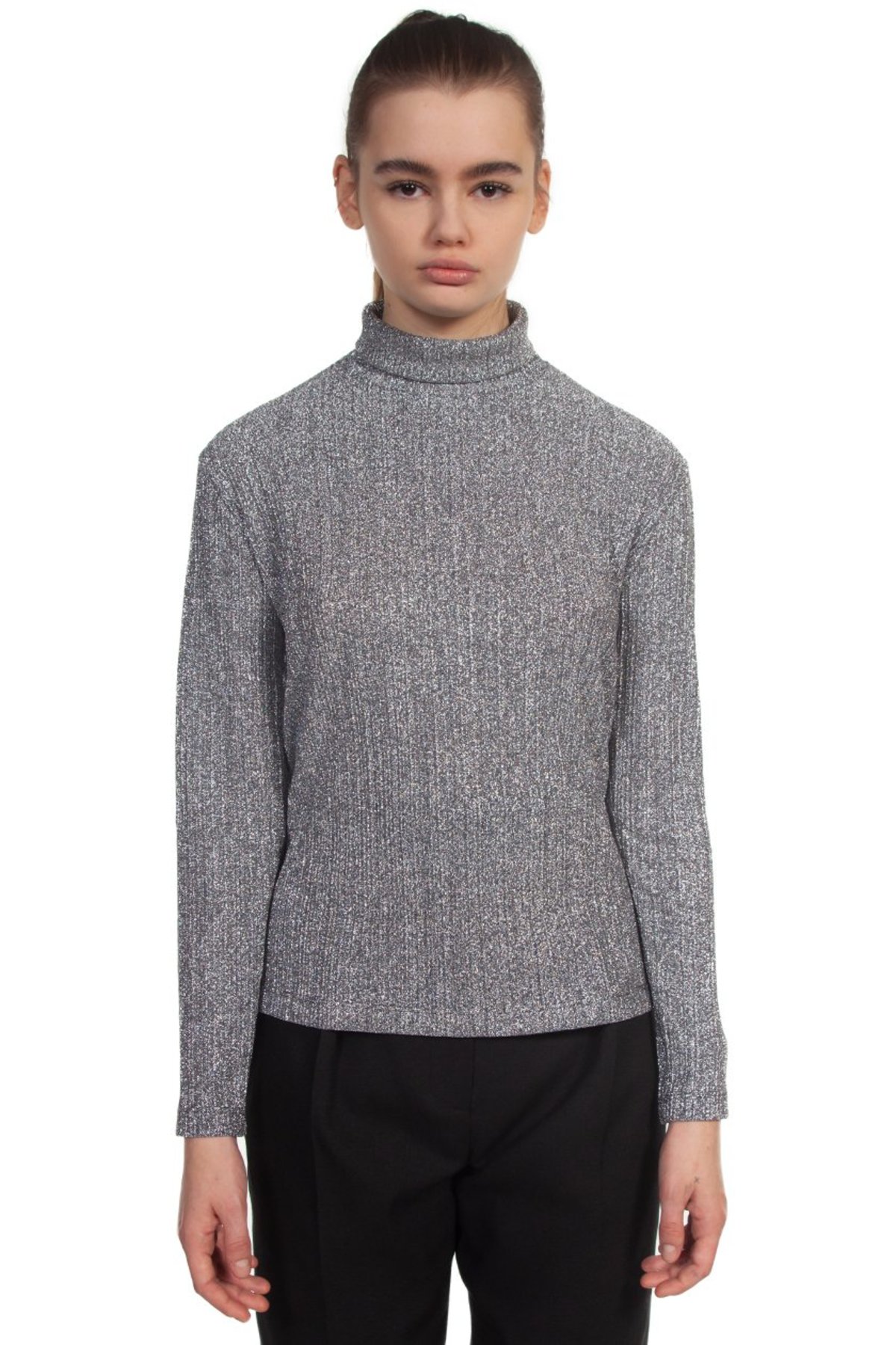 we11done Turtle Neck Top - silver 