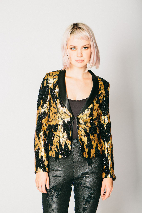 Any Old Iron Black and Gold Sequin Suit Jacket Any Old Iron Black and Gold Sequin Suit Jacket