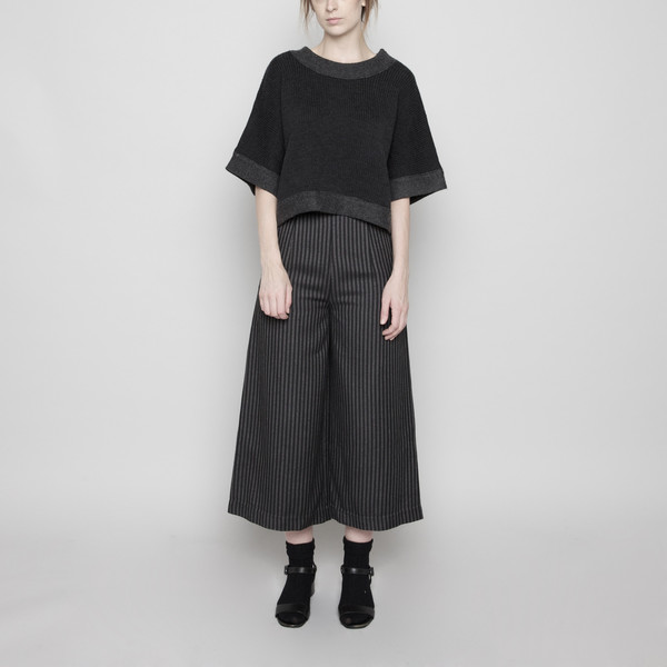 7115 by Szeki Boiled Wool Trims Sweater - Charcoal FW16 7115 by Szeki Boiled Wool Trims Sweater - Charcoal FW16