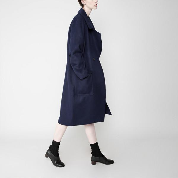 7115 by Szeki Long Wool Coat - Navy FW16 7115 by Szeki Long Wool Coat - Navy FW16