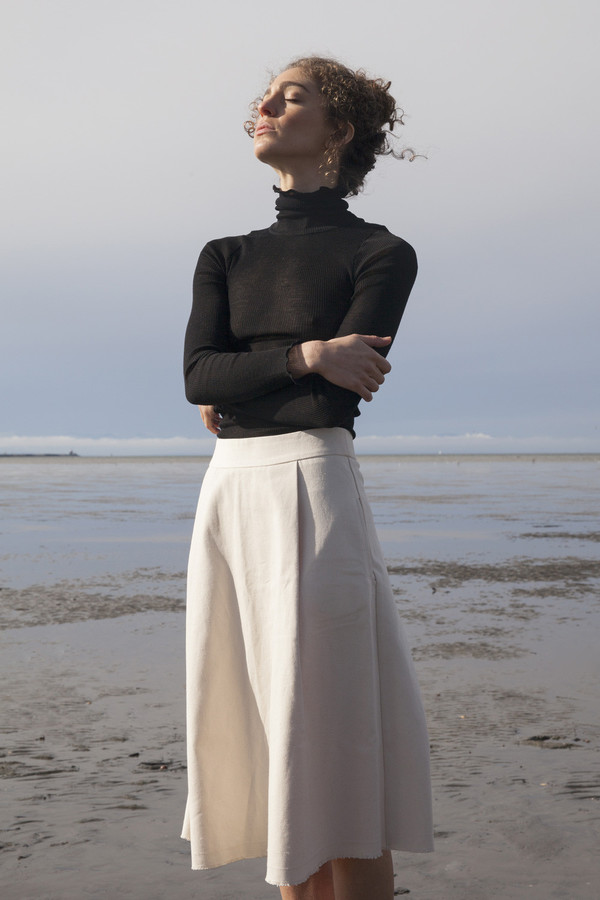 SUNJA LINK COTTON CANVAS PLEAT SKIRT SUNJA LINK COTTON CANVAS PLEAT SKIRT