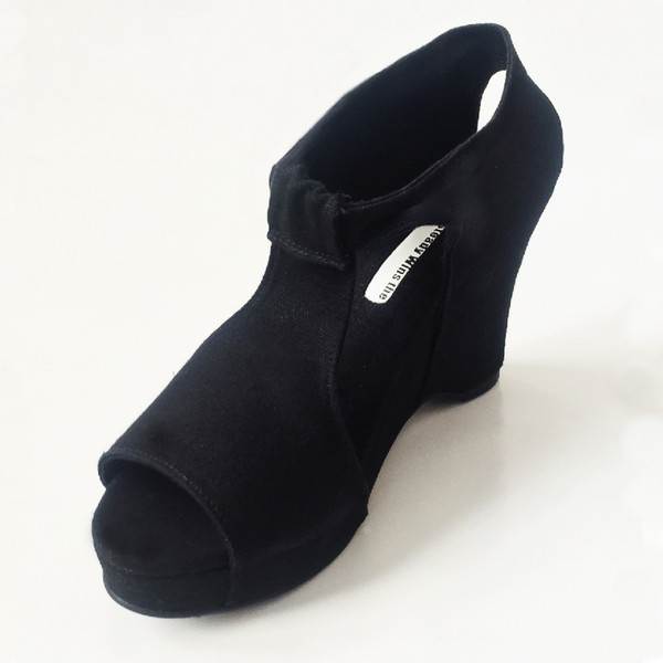 Slow and Steady Wins the Race Wedge Sandal in Black Slow and Steady Wins the Race Wedge Sandal in Black
