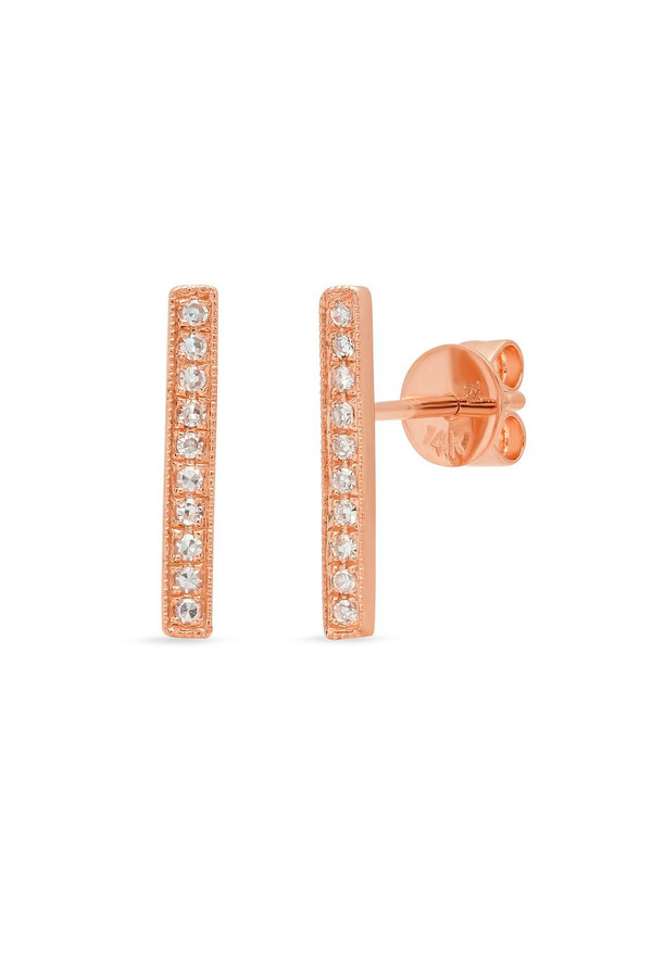 Sachi Jewelry Long Bar Studs - 14k Rose Gold Sachi Jewelry Long Bar Studs - 14k Rose Gold