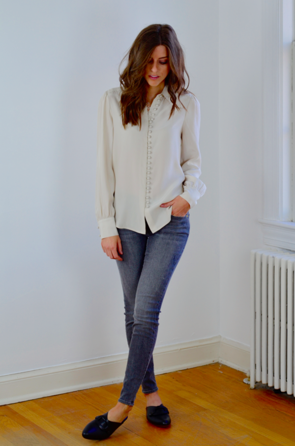 FRAME Denim Victorian Button Up Blouse - Bone FRAME Denim Victorian Button Up Blouse - Bone