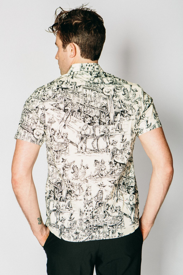 Men's Any Old Iron Skeleton Saloon Short-Sleeve Button Up Men's Any Old Iron Skeleton Saloon Short-Sleeve Button Up