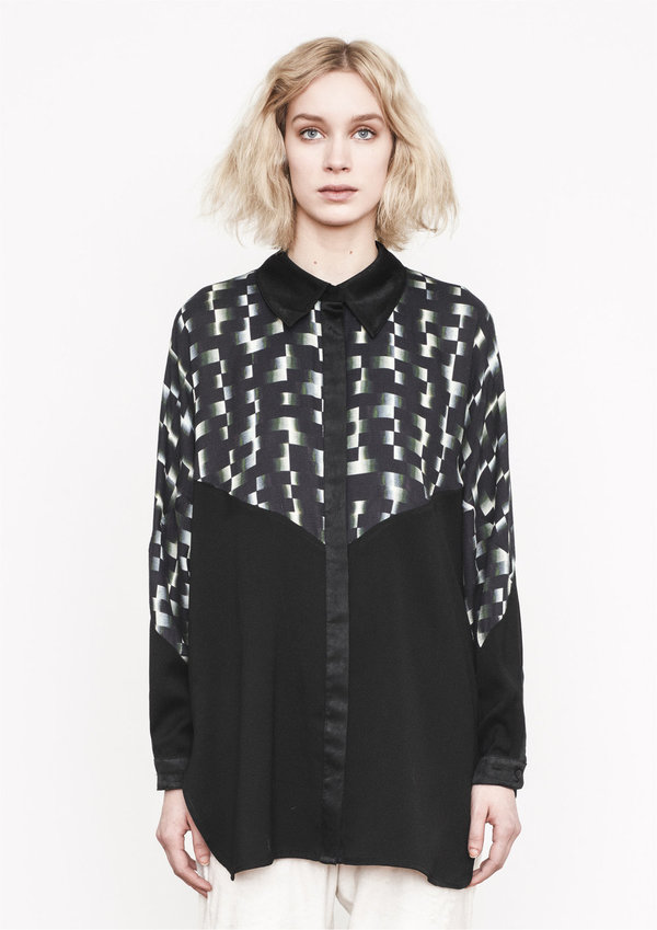 Berenik BLOUSE WIDE SLEEVES BLACK SHINY Berenik BLOUSE WIDE SLEEVES BLACK SHINY
