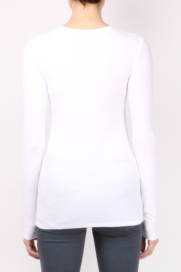 ATM Long Sleeve V Neck Rib Shirt White ATM Long Sleeve V Neck Rib Shirt White