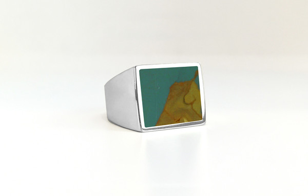 Unisex Legier Owyhee Picture Stone Signet Ring Unisex Legier Owyhee Picture Stone Signet Ring
