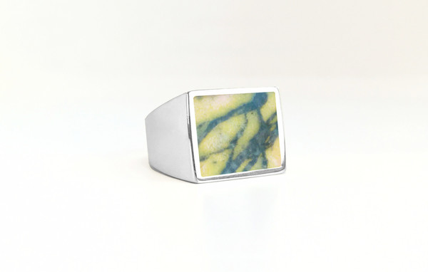 Unisex Legier Picasso Yellow Jasper Stone Signet Ring Unisex Legier Picasso Yellow Jasper Stone Signet Ring