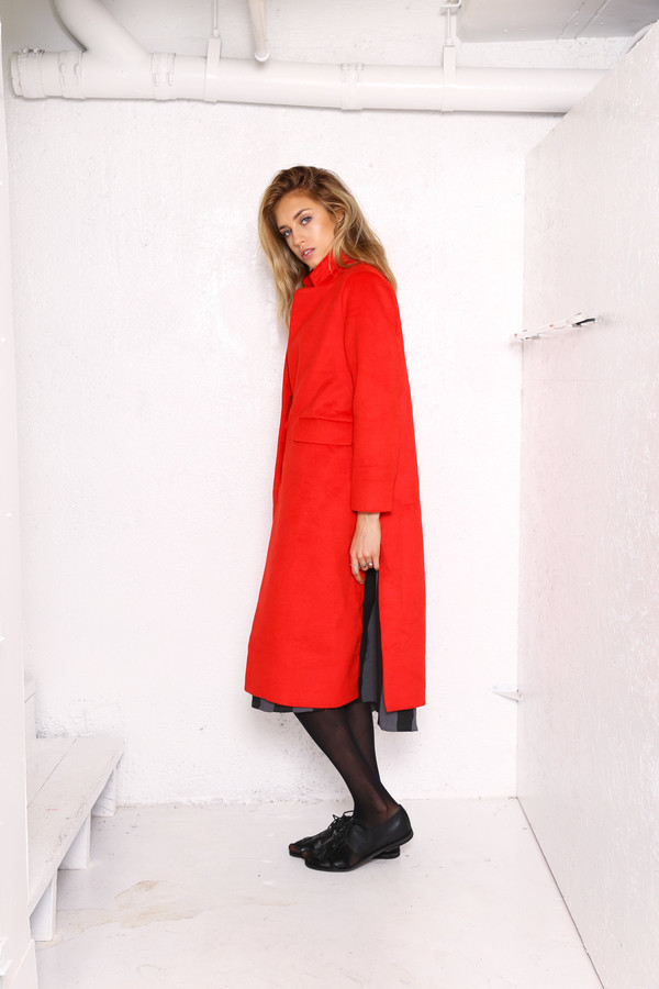 Intentionally Blank LEIF car coat in Red Intentionally Blank LEIF car coat in Red