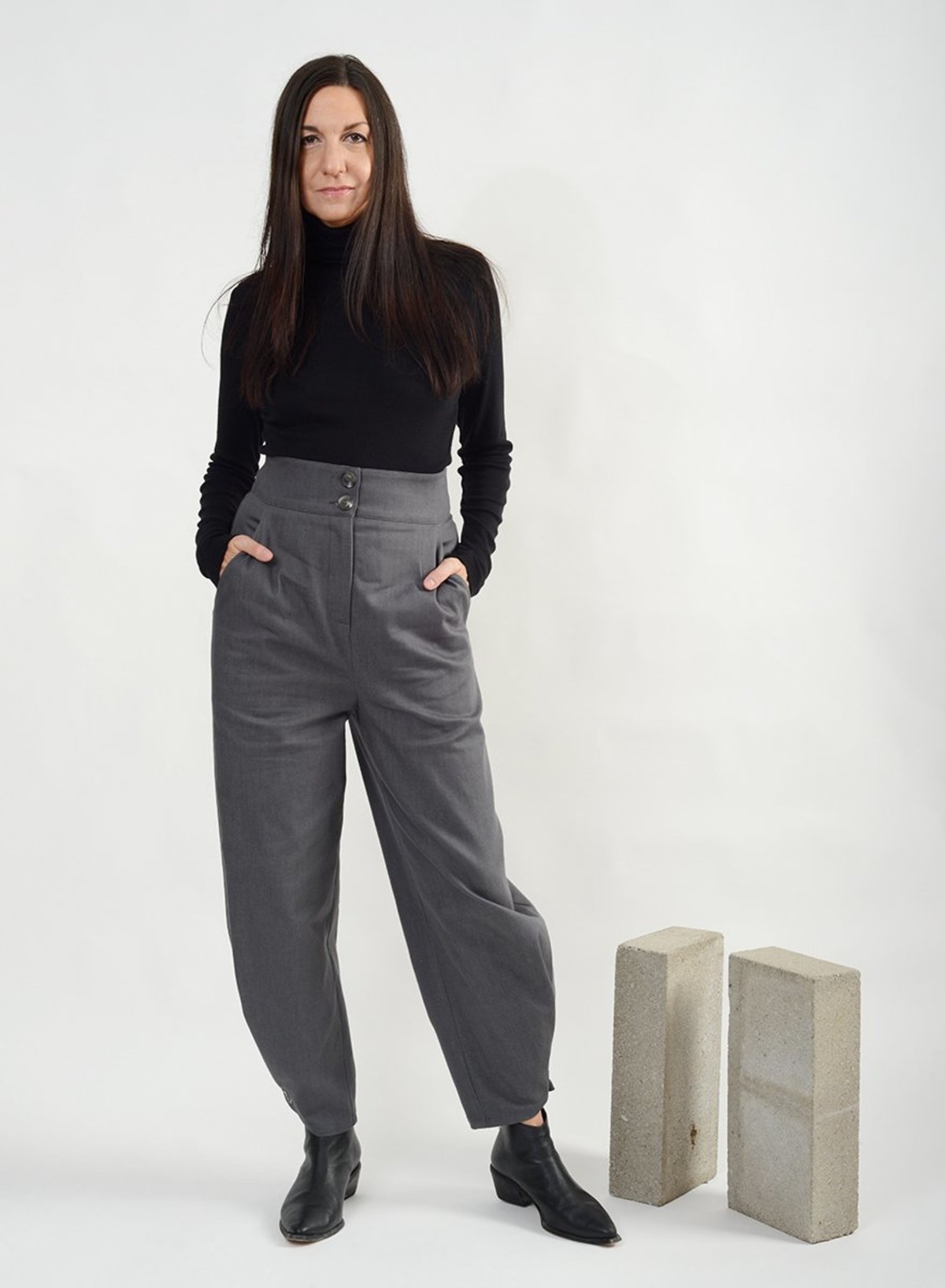 Meg High Waisted Button Jean Grey Garmentory