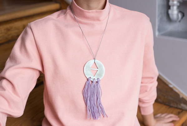 InDreams In Dreams Ceramic Necklace (Sea Green and Purple) InDreams In Dreams Ceramic Necklace (Sea Green and Purple)