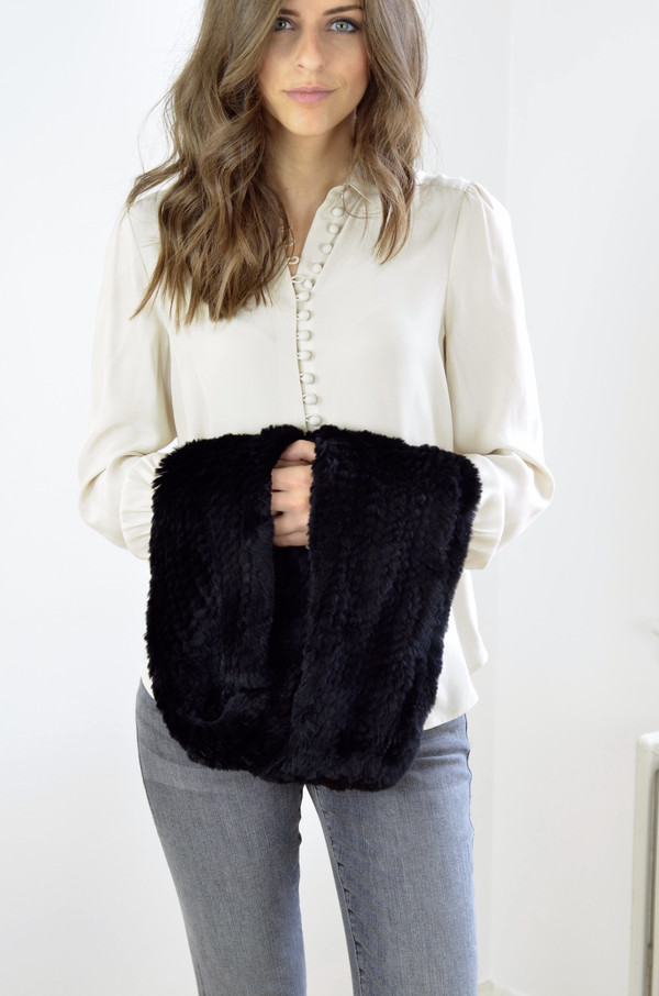 Jocelyn Sheared Rabbit Infinity Scarf - Black Jocelyn Sheared Rabbit Infinity Scarf - Black